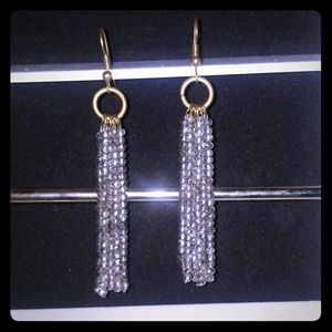New Years Eve Silver beaded chandelier earrings